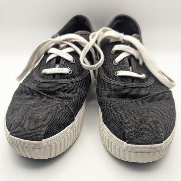 TOMS Cordones Boardwalk Black Canvas Lace Up Fashion Sneakers Women's Size 7.5 - Picture 3 of 10